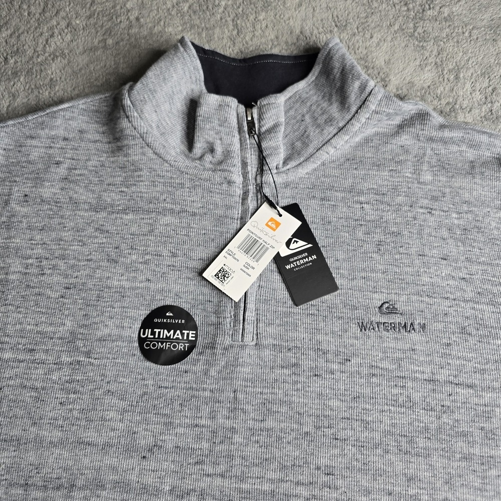 Quiksilver Waterman Pointsurf Half Zip Mens XXL Gray Heathered Long Sleeve Surf